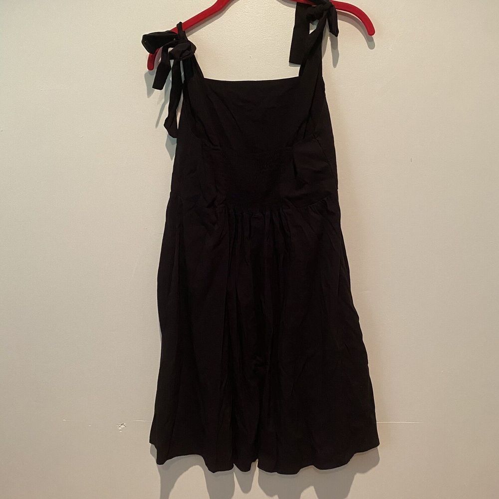 Clariabelle Summer Tie Strap Sleeveless Dress S Small Black Smocked